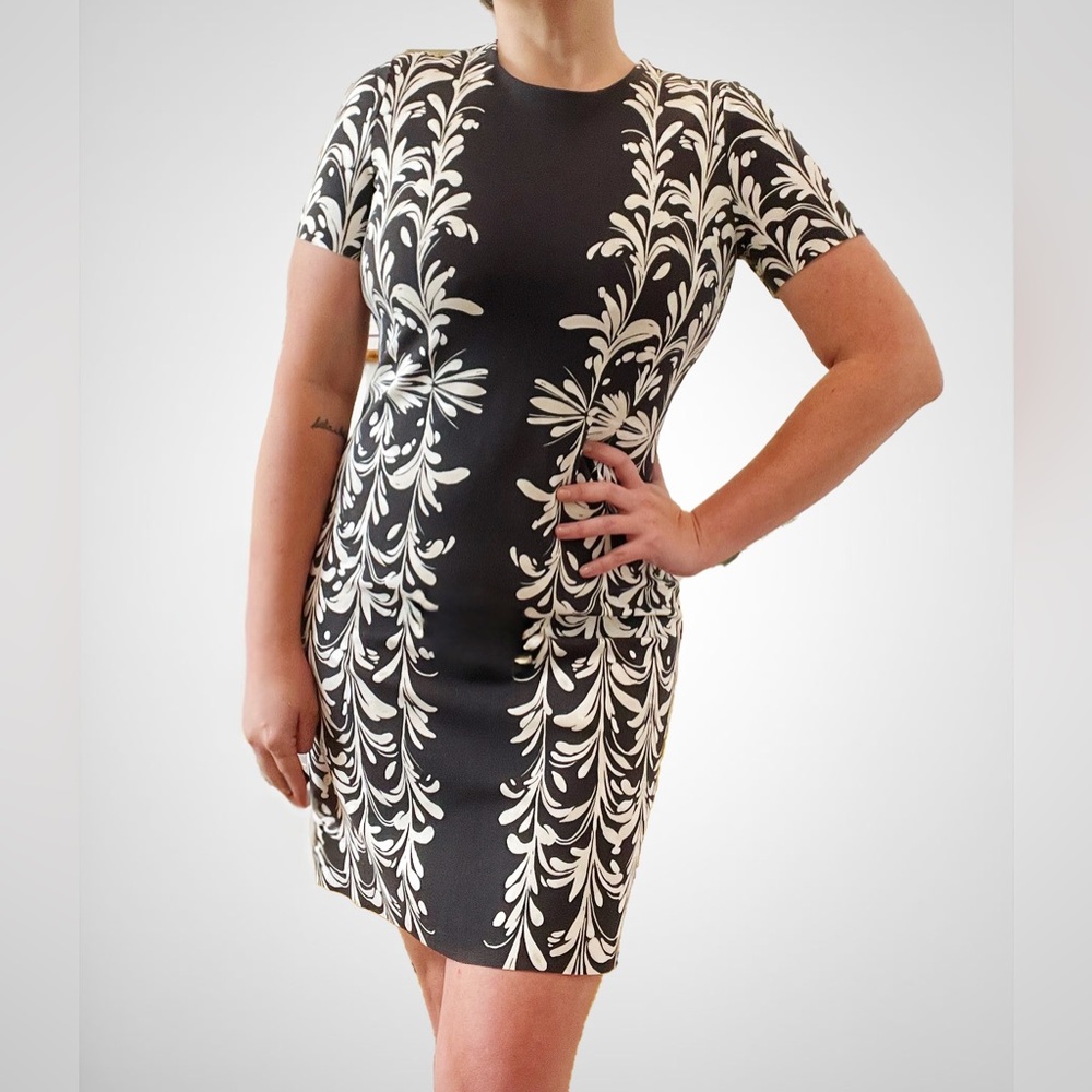 Tory Burch Symphony D Brushstroke Print Ponte Sheath Dress, Medium